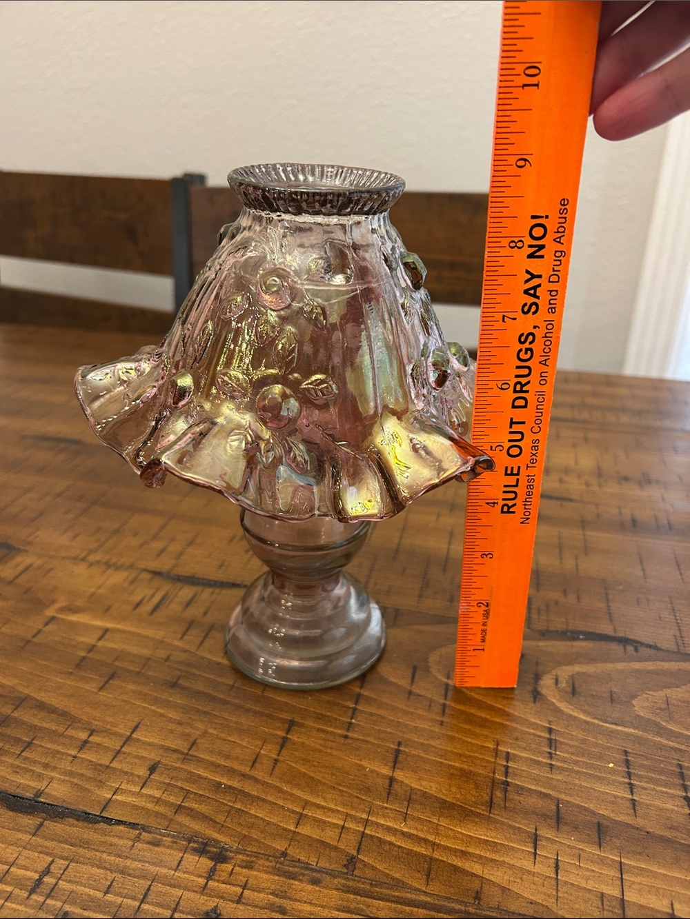 Fenton Cabbage Iridescent Rose Fairy Lamp - Picture 2 of 8